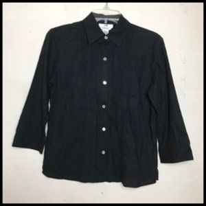 Linen Blend Pintuck Front Blouse Size S